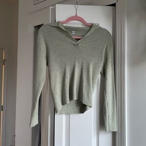 Uniqlo Women's Long Sleeve Ribbed Top in Sage